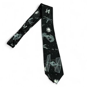 Star Wars Cool Black Tie with Spaceship Motif